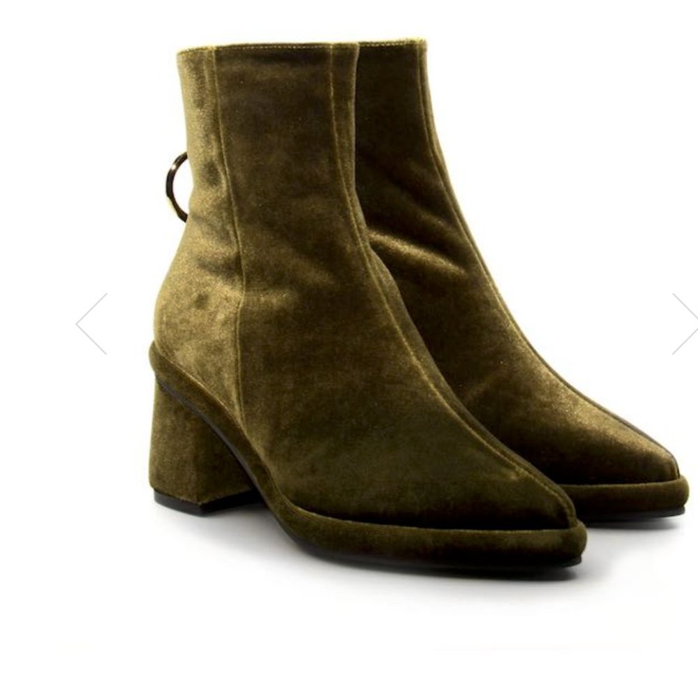 Reike Nen Green Ring Velvet Ankle Boots